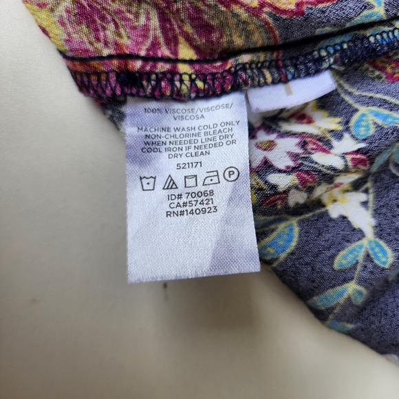 LOFT Black Colorful Floral Long Puff Sleeve Button-Down Sheath Dress Petite 2P - Picture 13 of 14